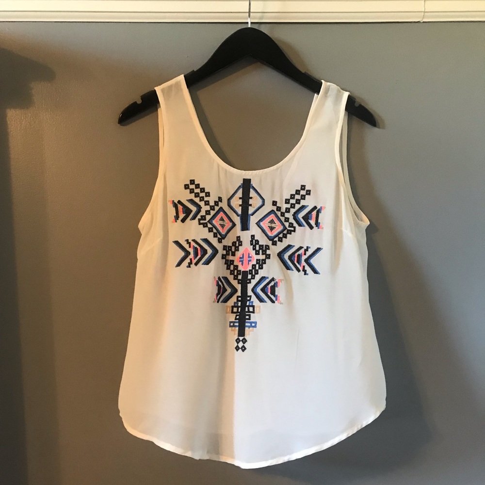 Off white blouse with embroidered front